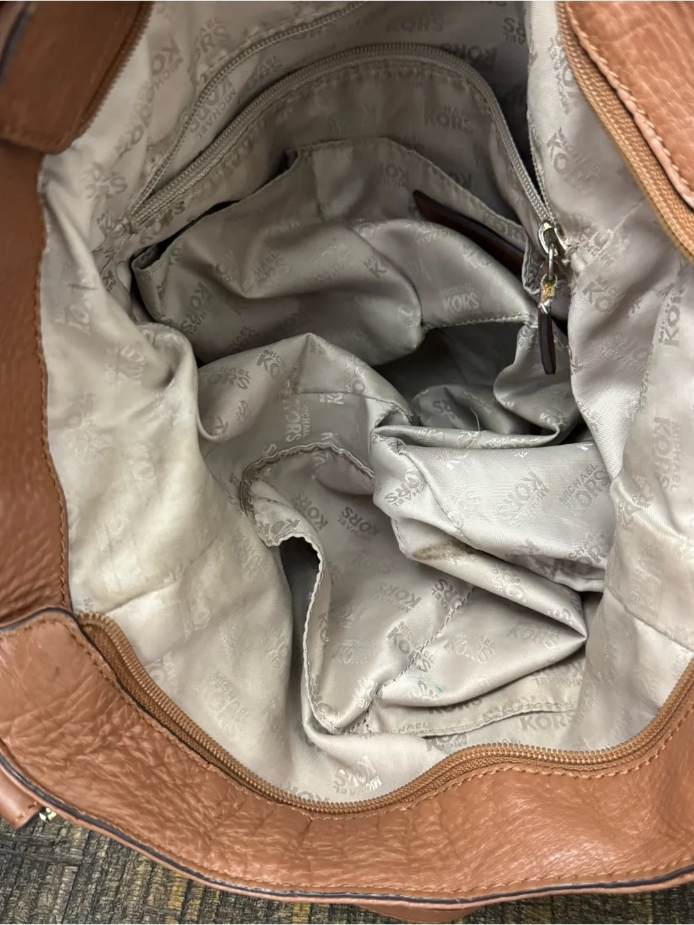 Michael Kors Tan Large Leather Shoulder Crossbody Bag purse